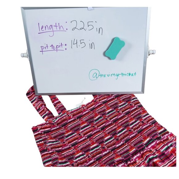 Loft Peplum Top Pink Striped Smocked Blouse 100% Cotton Dressy Casual Preppy Y2K - Picture 9 of 9